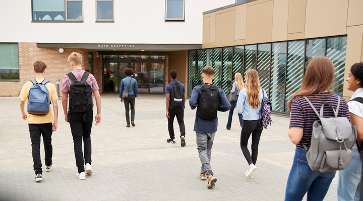 Students walking to school