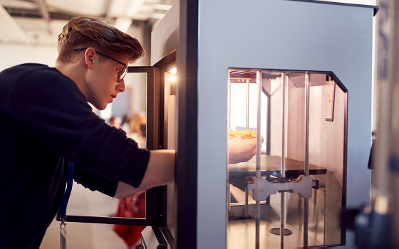 student in a lab